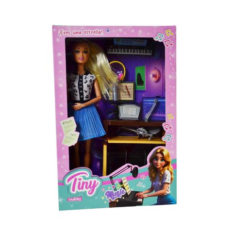 MUÑECA TINY PIANISTA CON ACCESORIOS EN CAJA