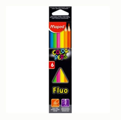 LAPIZ DE COLOR LARGO FLUO CAJA X6 UNIDADES MAPED