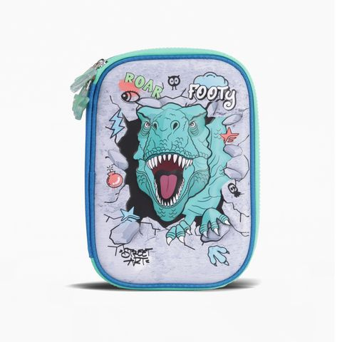 CARTUCHERA 2 PISOS DINO GLOW 15X20CM X UNIDAD COLORES SURTIDOS FOOT