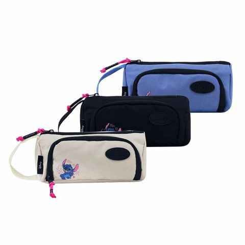 CARTUCHERA 2 CIERRES DISNEY STITCH 21X9X8CM X UNIDAD COLORES SURTIDOS LSYD