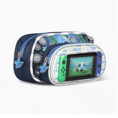 CARTUCHERA 2 CIERRES GAME ZONE CON LUZ LED 23X13X9CM X UNIDAD COLORES SURTIDOS FOOTY