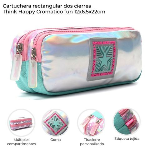 CARTUCHERA 2 CIERRES CROMATICO FUN 12X6.5X22CM SKORA 